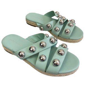 Marc Fisher Blue/Green Priska Leather Studded Sandals NEW